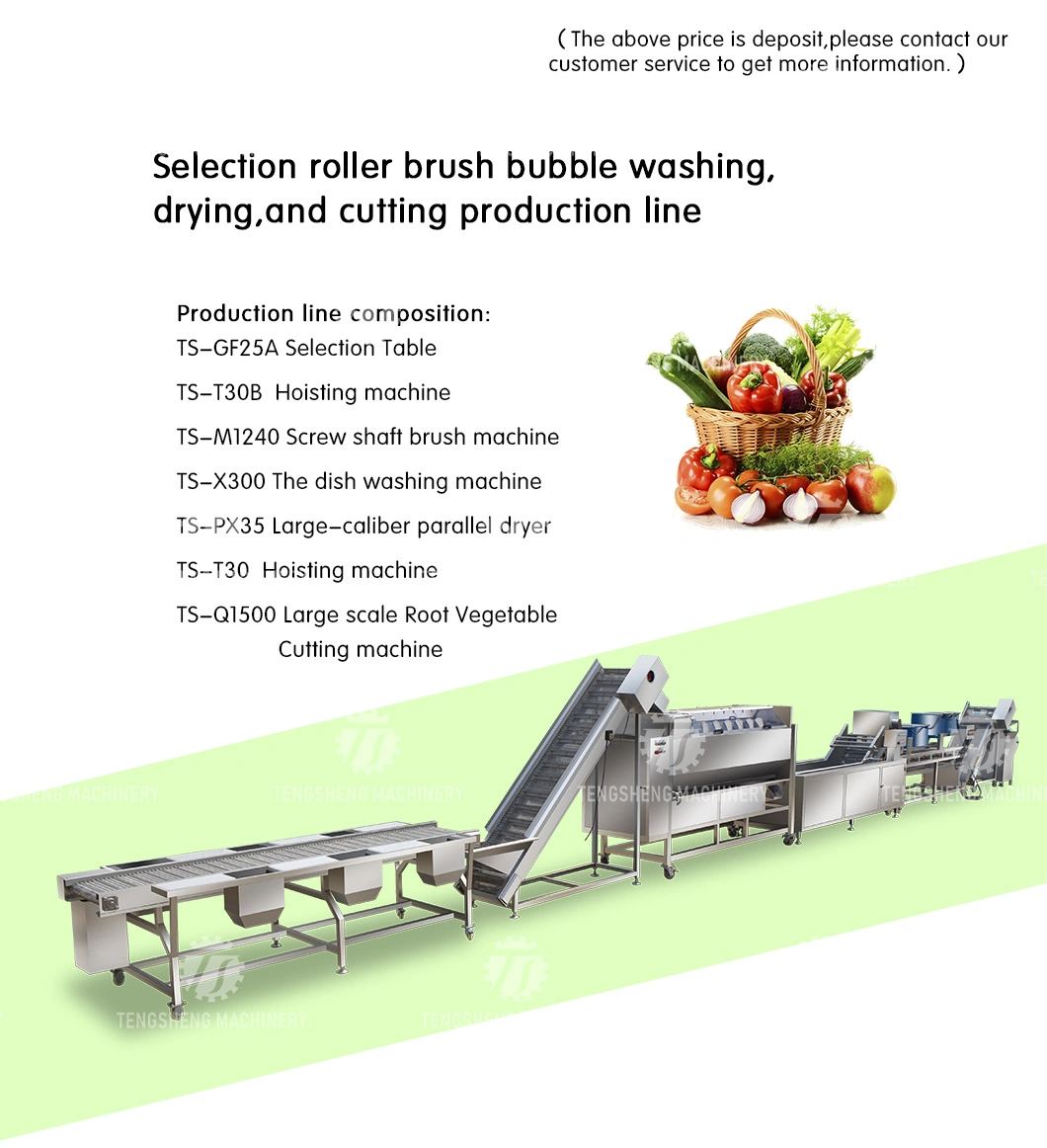 Industrial Vegetable and Fruit Potato Selection of Hair Roller Bubble Cleaning Drying Cutting Machine Production Line