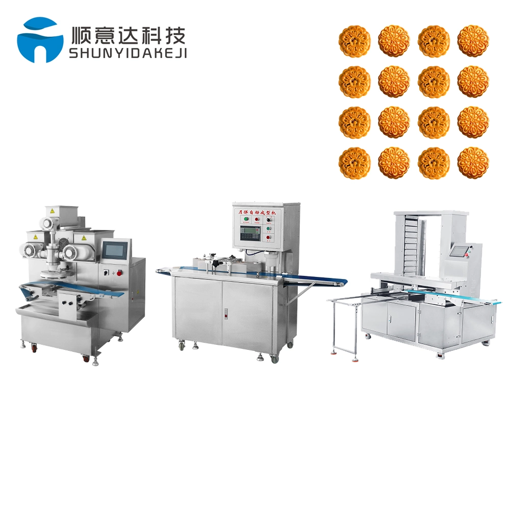 Commercial High Speed Automatic Moon Cake Mochi Production Line Automatic Encrusting Machine