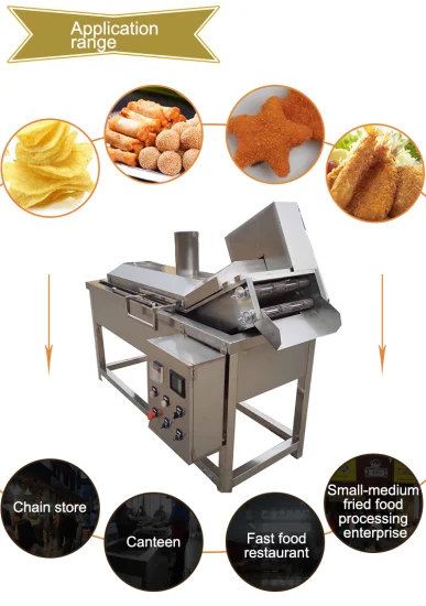 Máquina freidora de aceite de nueces y chips Samosa tipo transportador para tienda pequeña