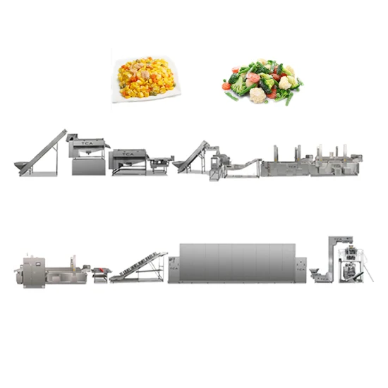 Ensalada automática de múltiples frutas y verduras congeladas Lavado Cortador Rebanador Secado Procesamiento Máquina de fabricación Limpieza de aire Clasificación Línea de producción