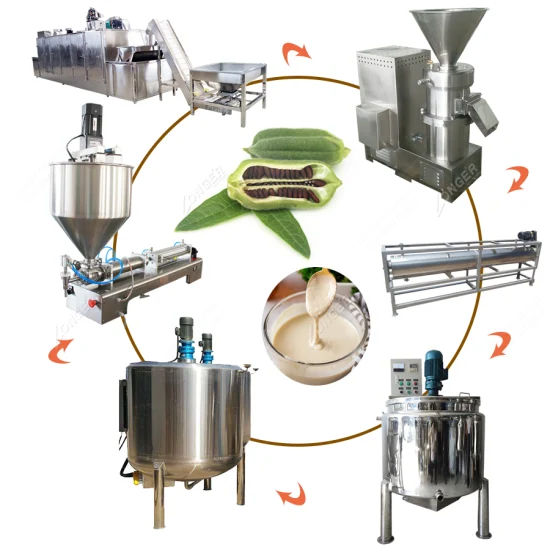 Línea de producción de Tahini de máquina de mantequilla de semillas de sésamo de limpieza y secado de semillas de sésamo con aire caliente más largo